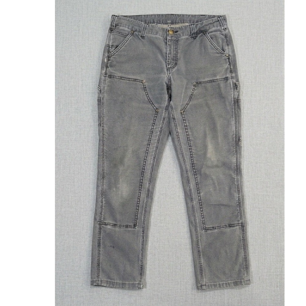 Carhartt Double Knee Canvas Work Pants Gray Faded Carpenter Trousers 30x30